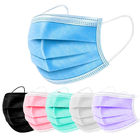 Customized Breathable Disposable Earloop Blue Face Mask 3 Ply For Adult Protection