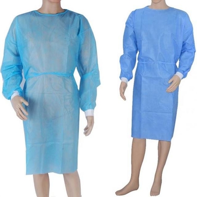Non Woven Fabric Isolation Gowns Polyethylene Lightweight Long Sleeve