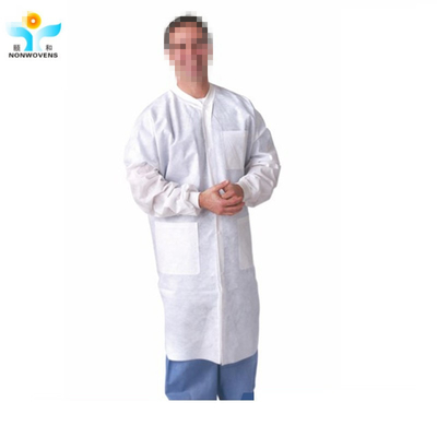 Customized Disposable Lab Coat Navy Blue PP SMS OEM Approved With Button