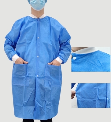 Hospital Doctors SMS Shirt Blue Disposable Lab Coat Clinic Uniform With Pockets