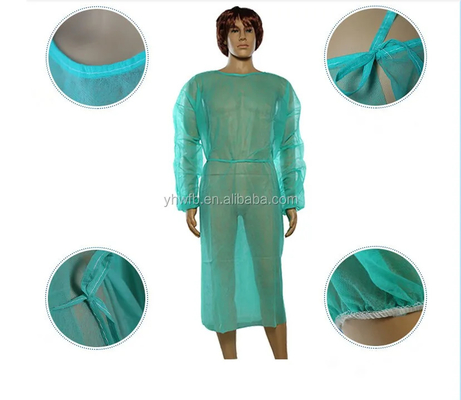 Elastic Cuff Non Woven Disposable Isolation Gown For Hospital Clinic Brathable