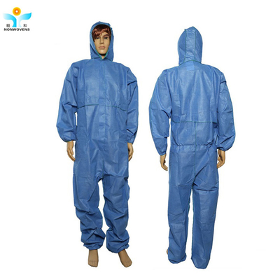 Sms Disposable Protective Wear Coverall With Knitted Elastic Cuffs And Zipper Cap